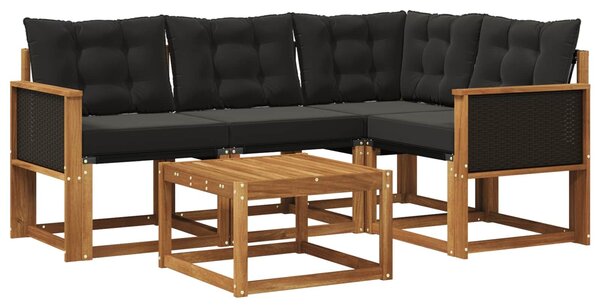 VidaXL Kültéri kanapé szett párnával 5 pcs Természetes és Fekete