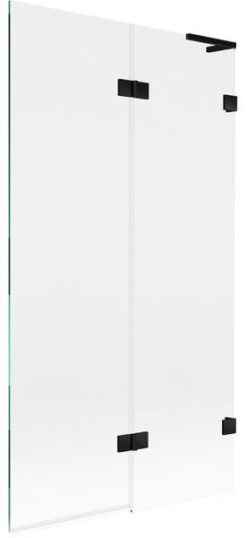 Mexen Lunar L, kétszárnyú kádparaván jobb oldali 100 x 150 cm, átlátszó üveg, matt fekete, 897L-100-100-70-00-P