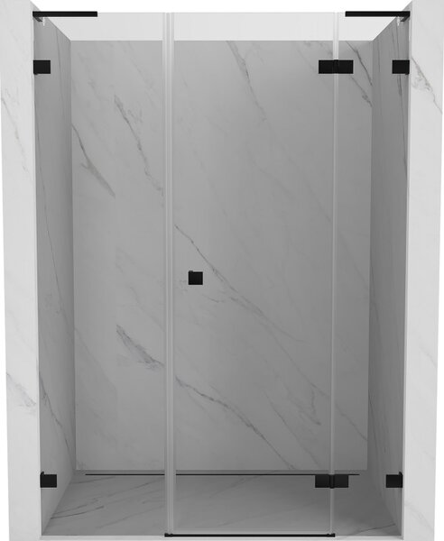 Mexen Lunar L, jobbra nyíló zuhanyajtó 125 cm, átlátszó üveg, fekete profil, 834SL-125-050-70-00-P