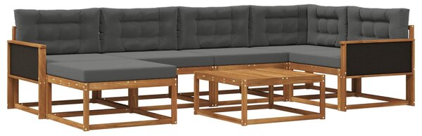 VidaXL Kültéri kanapé szett párnával 7 pcs Természetes és antracit