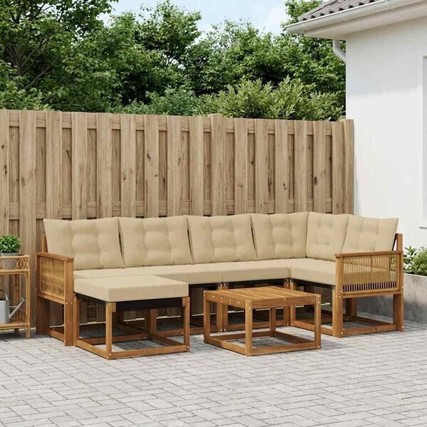 VidaXL Kültéri kanapé szett párnával 7 pcs Természetes és bézs