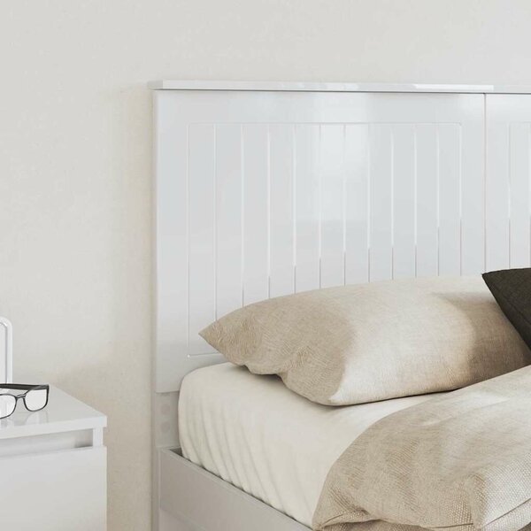 VidaXL Fejtámla fejtámlával Fényes Fehér 140 cm Faanyag