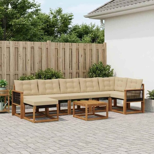 VidaXL Kültéri kanapé szett párnával 8 pcs Természetes és bézs