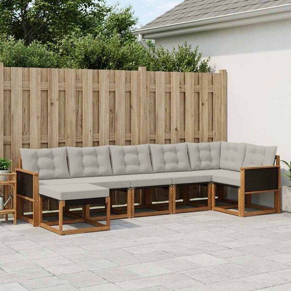 VidaXL Kültéri kanapé szett 7 pcs Természetes és Világosszürke