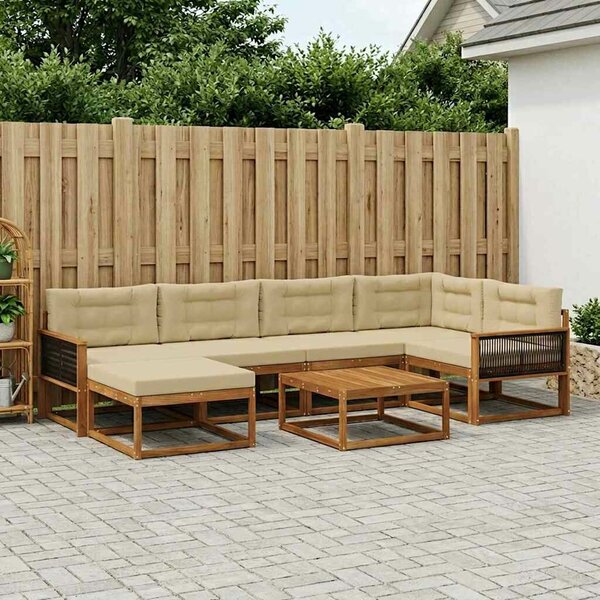 VidaXL Kültéri kanapé szett párnával 7 pcs Természetes és bézs