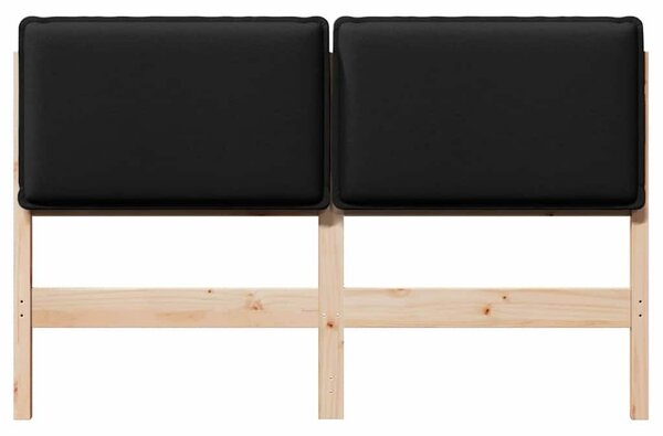 VidaXL Kárpitozott fejtámla Természetes és fekete 160 cm Tömör fenyőfa