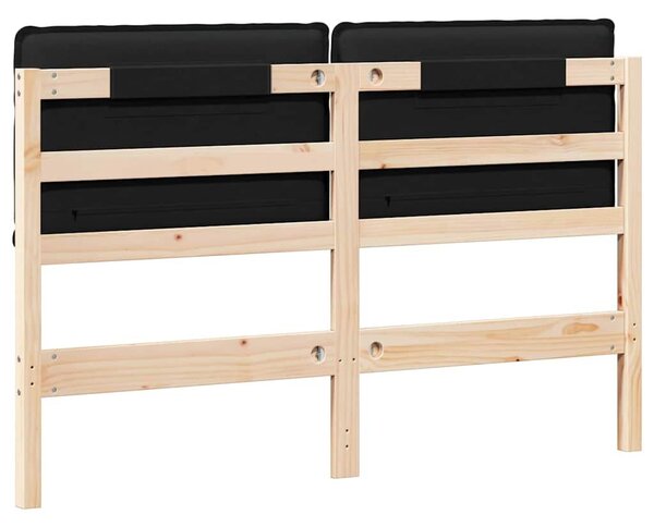 VidaXL Kárpitozott fejtámla Természetes és fekete 160 cm Tömör fenyőfa