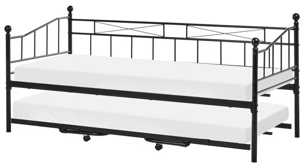 Heverő Fém LOUANNEC 90 x 200 cm Kihúzható Fekete