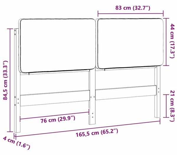 VidaXL Kárpitozott fejtámla Barna és taupe 160 cm Tömör fenyőfa