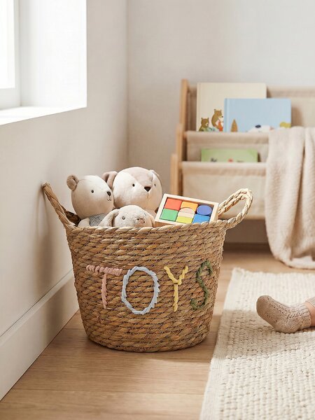 Sinsay - Fonott tárolókosár „Toys” felirattal - bézs