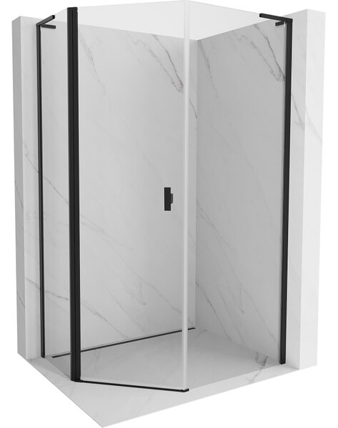 Mexen Mist L, ötszögletű zuhanykabin nyílóajtókkal, 80 x 90 cm, 8 mm-es átlátszó üveg, fekete profil, 8A8L-080-090-70-00