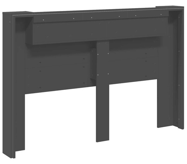 VidaXL Fejtámla LED -es lámpákkal Fekete 160 x 16,5 x 103,5 cm Faanyag