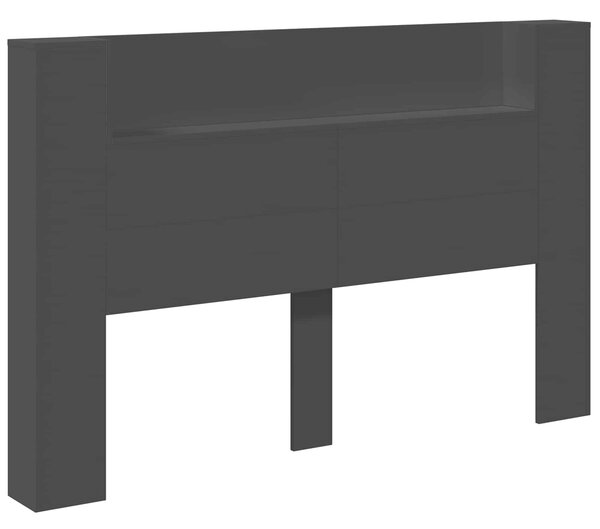 VidaXL Fejtámla LED -es lámpákkal Fekete 160 x 16,5 x 103,5 cm Faanyag