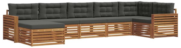 VidaXL Kültéri kanapé szett párnával 7 pcs Természetes és antracit