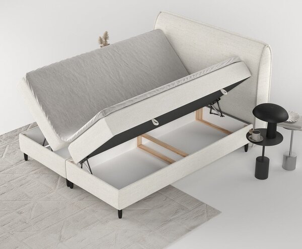 Krémszínű ágyneműtartós boxspring ágy 160x200 cm Melba – Maison de Rêve