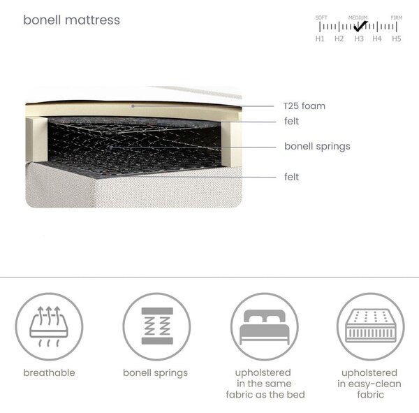 Bézs ágyneműtartós boxspring ágy 160x200 cm Novento – Maison de Rêve