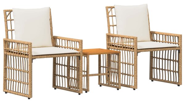 VidaXL Kültéri Bútor Szett 3 pcs Természetes és Krémszínű Fehér