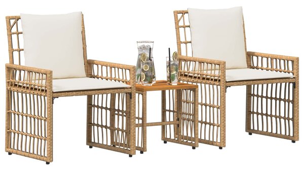 VidaXL Kültéri Bútor Szett 3 pcs Természetes és Krémszínű Fehér