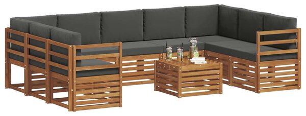 VidaXL Ülőgarnitúrák 10 pcs Természetes és antracit Tömör Akácfa