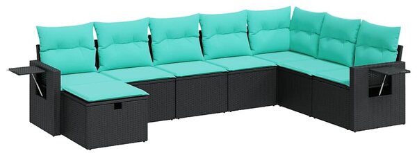 VidaXL 8 részes fekete polyrattan kerti ülőgarnitúra párnákkal