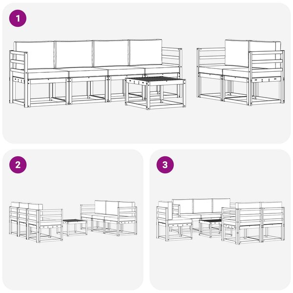 VidaXL Kültéri kanapé szett 7 pcs Fehér és Világosszürke