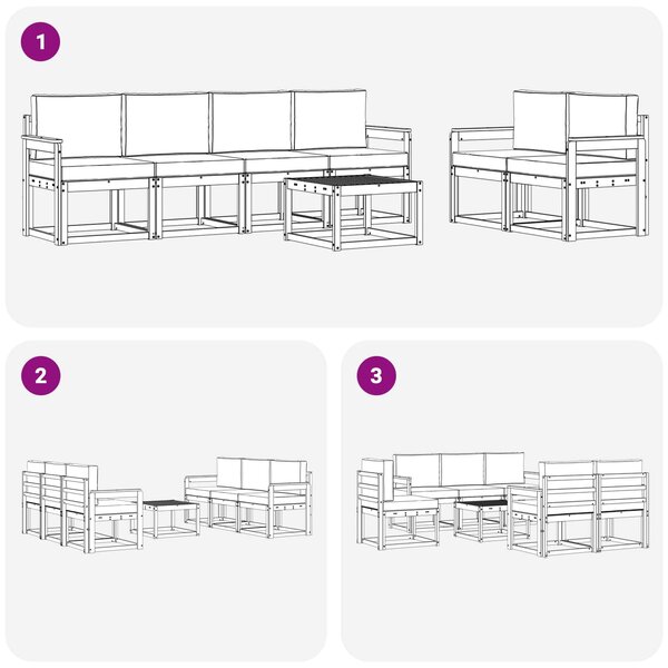 VidaXL Kültéri kanapé szett 7 pcs Fehér és Világosszürke