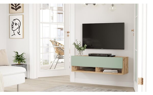 TV asztal/Szekrény France 13 (atlanti fenyő + zöld)