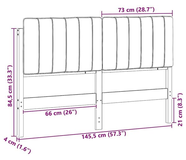VidaXL Kárpitozott fejtámla fejtámlával Fehér és világosszürke 140 cm