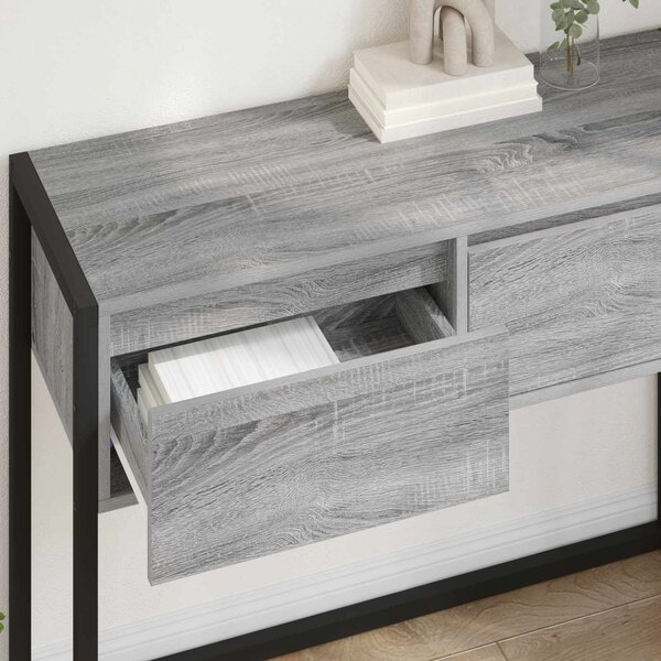 VidaXL Végasztal fiókkal Szürke Sonoma 100 x 36 x 75 cm Faanyag