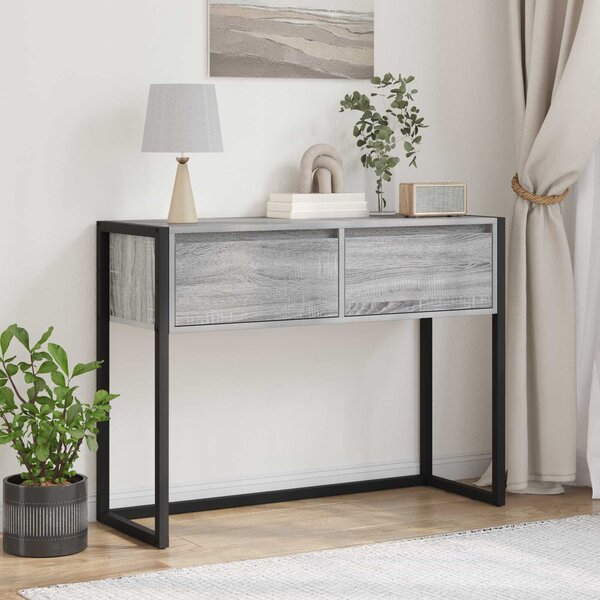 VidaXL Végasztal fiókkal Szürke Sonoma 100 x 36 x 75 cm Faanyag
