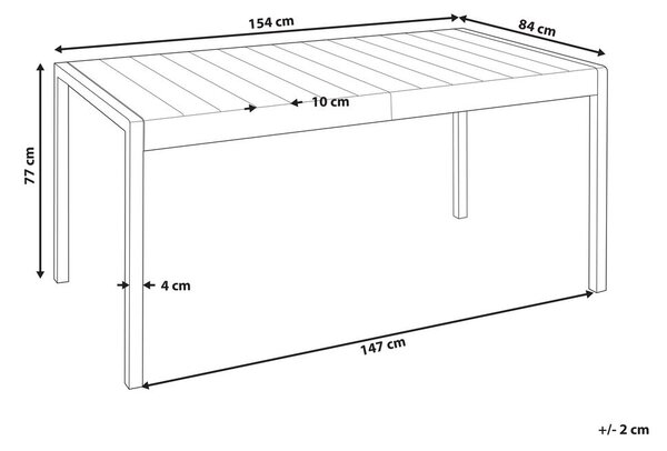 Kerti asztal BARTICA 154 cm 84 cm Bézs