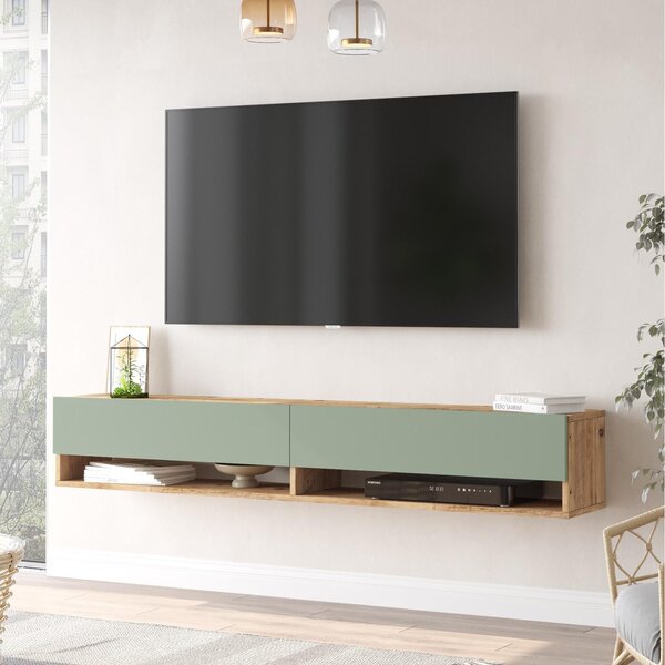 TV asztal/Szekrény France 9 (atlanti fenyő + zöld)