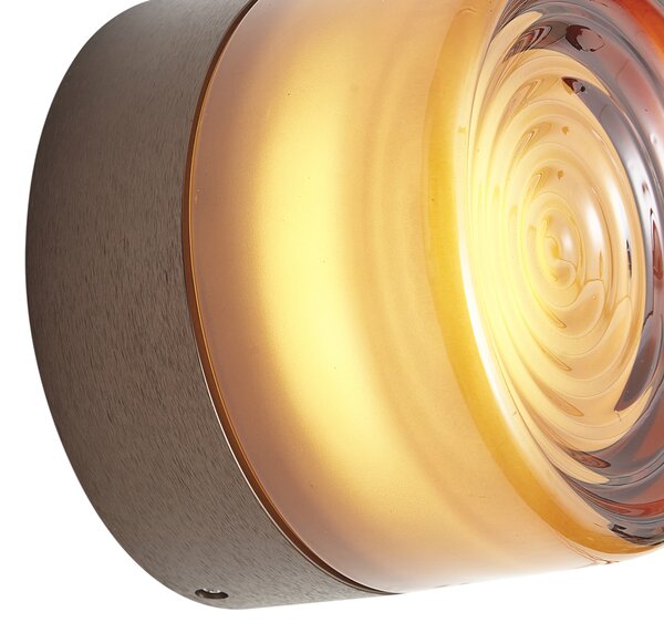 Design fali lámpa sötét bronz borostyánszínű üveggel IP44 - Michele