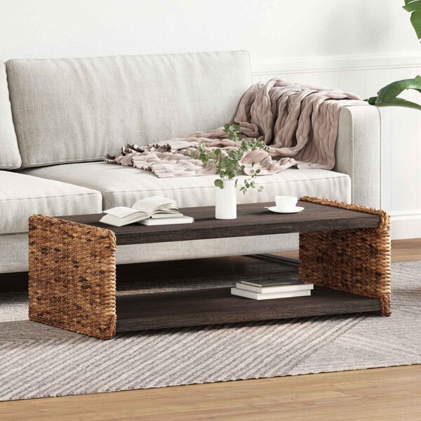 VidaXL Dohányzóasztal Természetes 110 x 55 x 35 cm Tömör Mahagóni Fa
