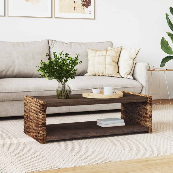 VidaXL Dohányzóasztal Természetes 110 x 55 x 35 cm Tömör Mahagóni Fa