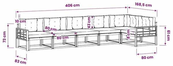 VidaXL Kültéri kanapé szett párnával 6 pcs Természetes és krémszínű