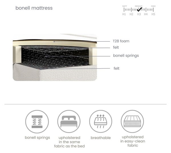 Bézs ágyneműtartós boxspring ágy 180x200 cm Ruby – Maison de Rêve