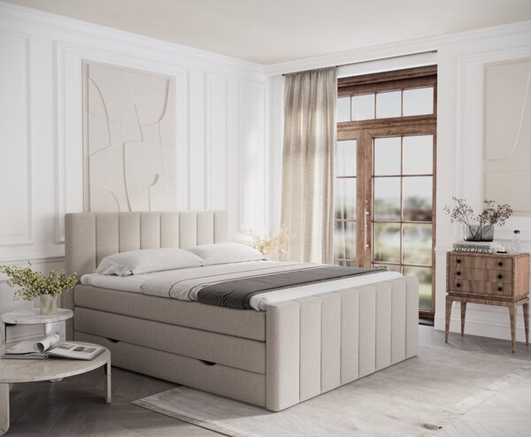 Bézs ágyneműtartós boxspring ágy 180x200 cm Ruby – Maison de Rêve