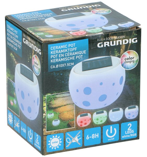 Grundig Solar Kerti kerámia lámpa, 10x7,5 cm