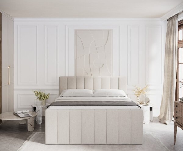 Bézs ágyneműtartós boxspring ágy 180x200 cm Ruby – Maison de Rêve