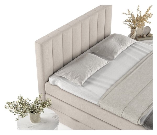 Bézs ágyneműtartós boxspring ágy 180x200 cm Ruby – Maison de Rêve