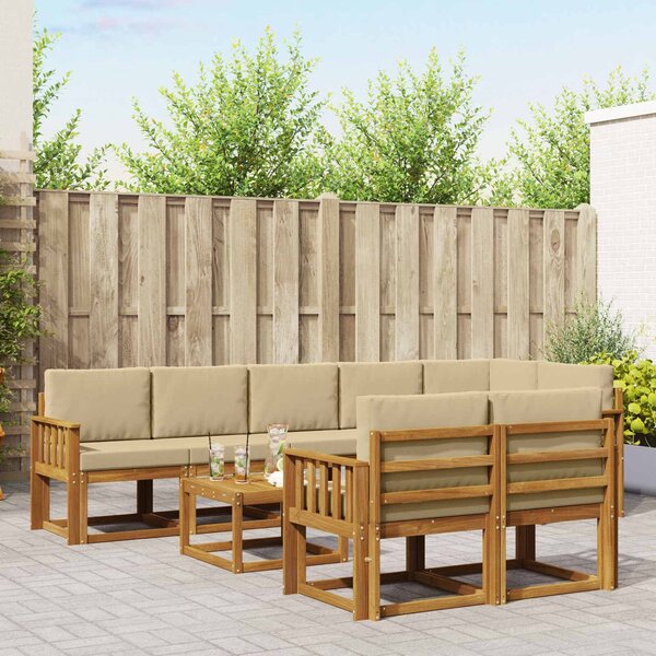 VidaXL Kültéri kanapé szett párnával 9 pcs Természetes és bézs