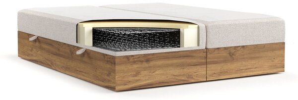 Bézs-natúr színű ágyneműtartós boxspring ágy 160x200 cm Faro – Maison de Rêve