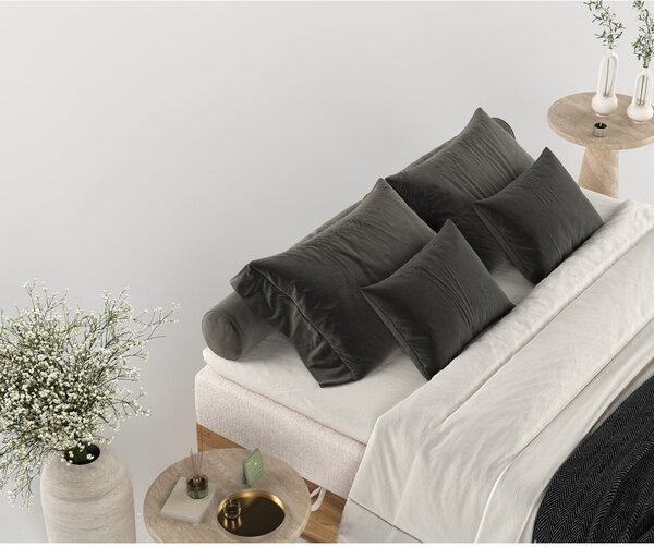 Bézs-natúr színű ágyneműtartós boxspring ágy 160x200 cm Faro – Maison de Rêve