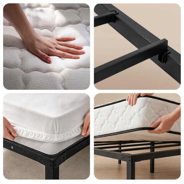 AKORD Furniture Factory Összecsukható Fém Ágykeret Matraccal 90x200 cm Fekete 6 Lábbal