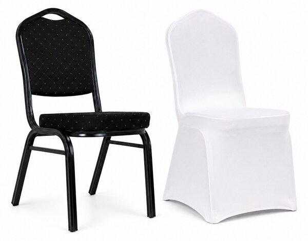 King Home Heron Bankett Szék Fekete Acél Fehér Wedding Huzattal