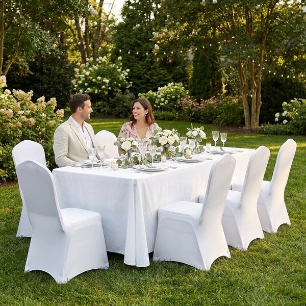 SHP Wedding Bankett Székszoknya Elasztikus Fehér 2 db-os Szett
