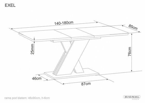 Exel Modern Bővíthető Étkezőasztal Laminált Wotan Tölgy-Ezüst Z-Lábbal