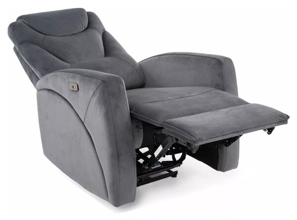 Kronos Velvet Elektromos Relaxációs Fotel USB Csatlakozóval Szürke
