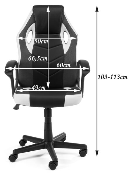 F4G FG-19 Gamer Szék Fekete-Fehér Ergonomikus